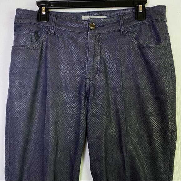 Chico's Platinum Denim Gray Snakeskin Print Cotton Stretch Pants Size 8 - Picture 3 of 6